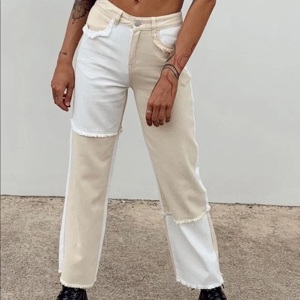 Princess Polly colorblock Straight Leg Jeans